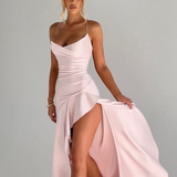 Robe satin terracotta | rose