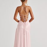 Robe satin terracotta | rose dos