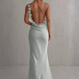 Robe longue satin demoiselle d'honneur dos