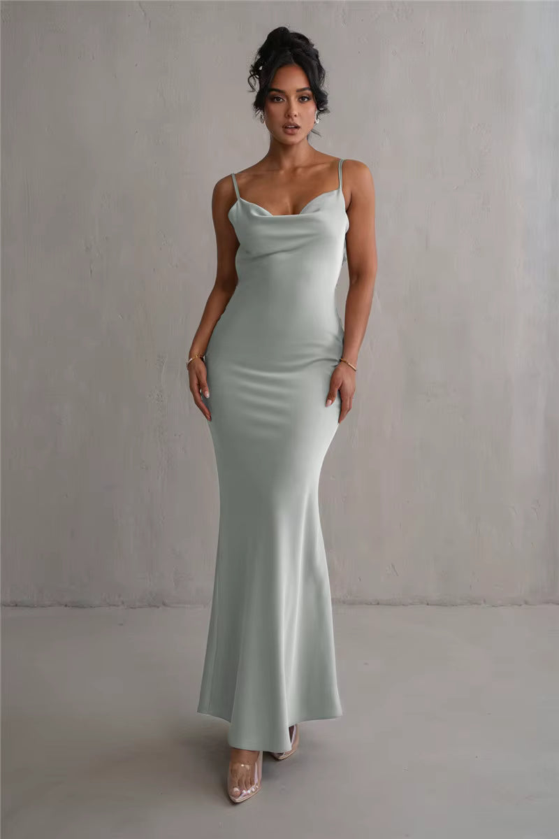 Robe longue satin demoiselle d'honneur