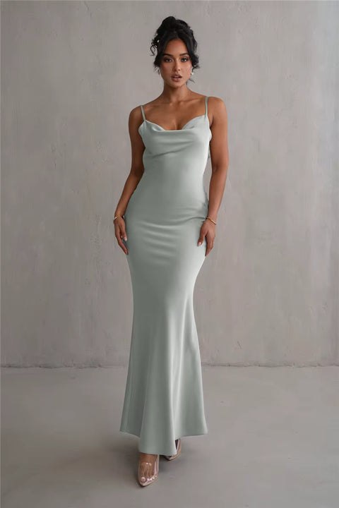 Robe longue satin demoiselle d'honneur