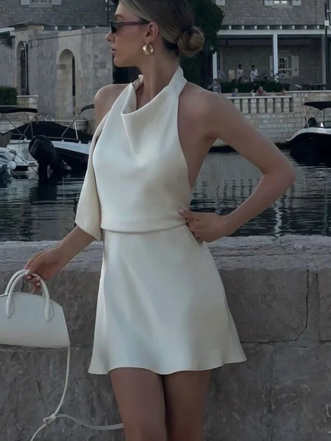 robe blanche satin dos nu