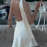 Robe blanche satin dos nu