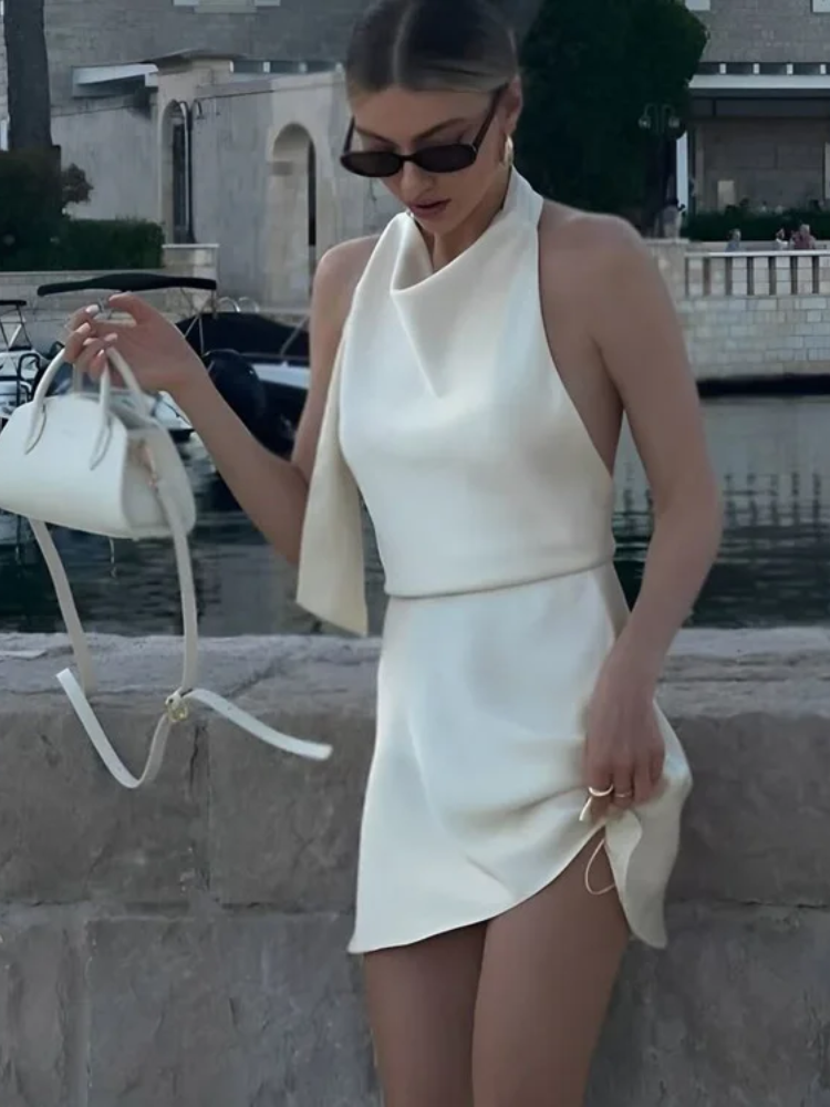 robe blanche satin dos nu | robe en satin